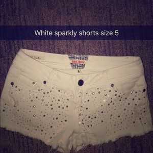 White jean shorts sparkly